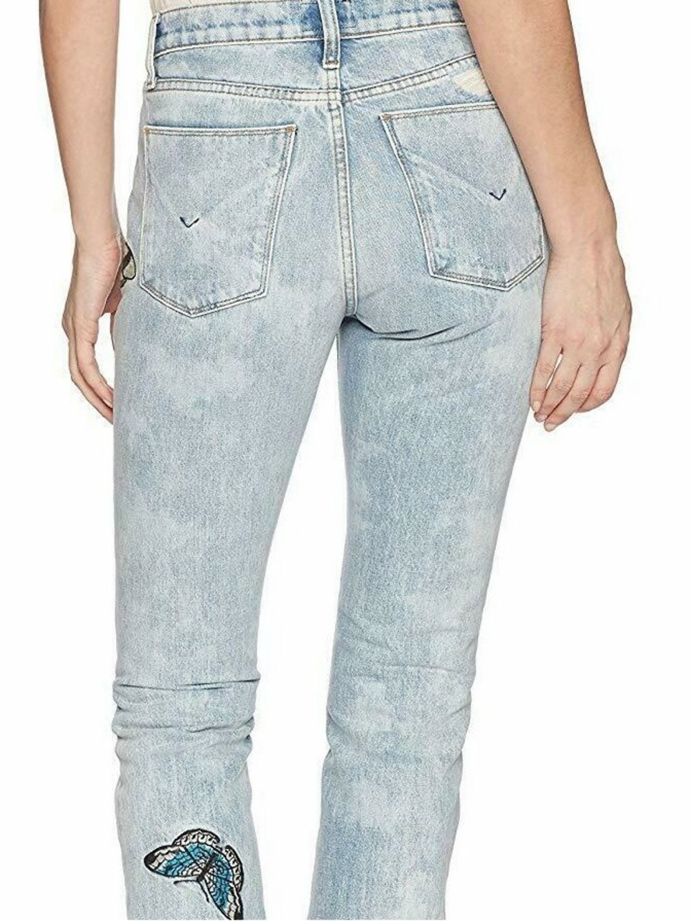 Hudson Riley Embroidery Relaxed Crop Distressed Jeans with Butterfly details - Picture 4 of 10